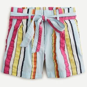 J. Crew Paper Bag Seersucker Stripe Ribbon Shorts Size 10
